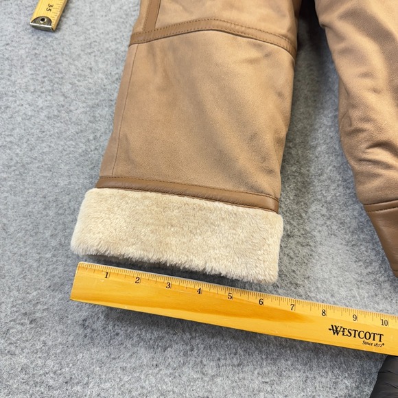 Wilsons Leather Ramona Jacket M NWT Tan Faux‎ Shearling Moto Coat Genuine Trim - Picture 15 of 15